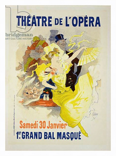 Постер Reproduction of a poster advertising the first 'Grand Bal Masque', Theatre de L'Opera, Paris, 1896 с типом исполнения На холсте в раме в багетной раме 221-03