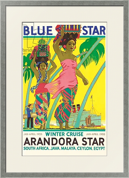 Постер Poster advertising the cruise ship 'Arandora Star', by the shipping company Blue Star Line, 1935 с типом исполнения Под стеклом в багетной раме 1727.2510