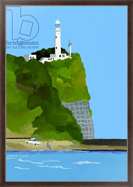 Постер Lighthouse, car and fishing с типом исполнения На холсте в раме в багетной раме 221-02