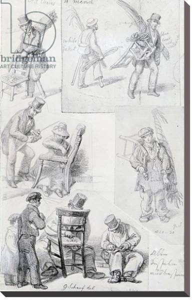 Постер Chair menders on the streets of London, 1820-30 с типом исполнения На холсте без рамы