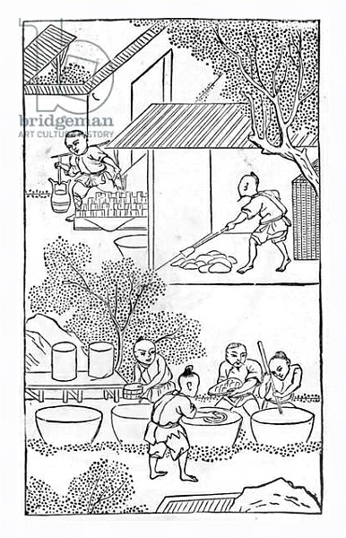 Постер Washing the clay, from a series of illustrations of the manufacture of china с типом исполнения На холсте в раме в багетной раме 221-03