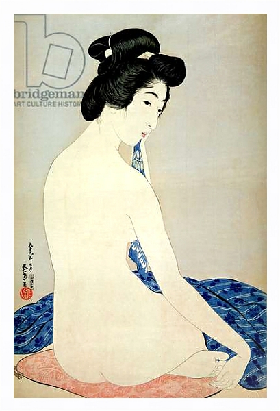 Постер Woman after the bath, published by Shosaburo Watanabe, 1920, с типом исполнения На холсте в раме в багетной раме 221-03