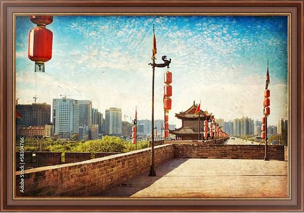 Постер Китай, Сиань. Древняя городская стена с типом исполнения На холсте в раме в багетной раме 35-M719P-83