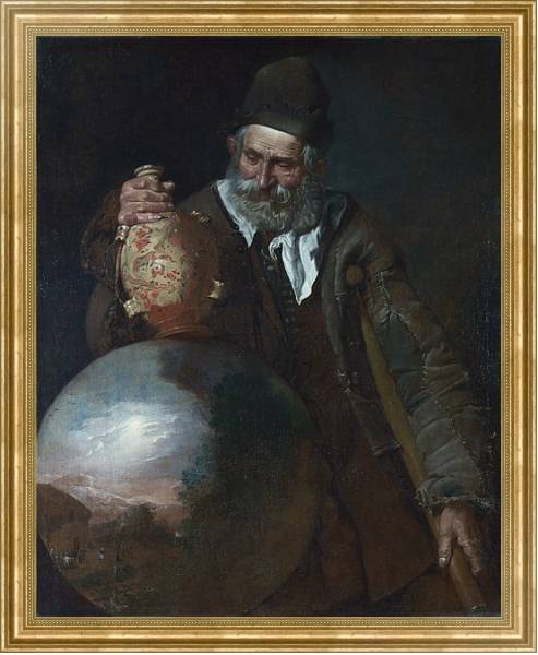 Постер Престарелый мужчина, держащий вазу с типом исполнения На холсте в раме в багетной раме NA033.1.051