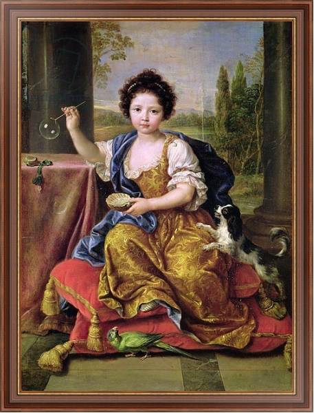 Постер Marie-Anne de Bourbon Mademoiselle de Blois, Blowing Soap Bubbles с типом исполнения На холсте в раме в багетной раме 35-M719P-83