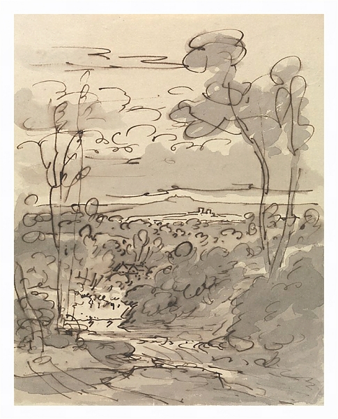 Постер Trees and Hilly Landscape с типом исполнения На холсте в раме в багетной раме 221-03