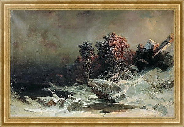 Постер Зимний вечер. 1866 с типом исполнения На холсте в раме в багетной раме NA033.1.051