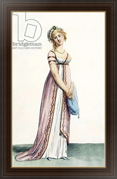 Постер A simply designed lady's ball dress, illustration from 'Journal des Dames et des Modes', 1799 с типом исполнения На холсте в раме в багетной раме 1.023.151
