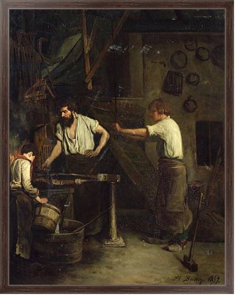Постер The Blacksmiths, Memory of Treport, 1857 с типом исполнения На холсте в раме в багетной раме 221-02