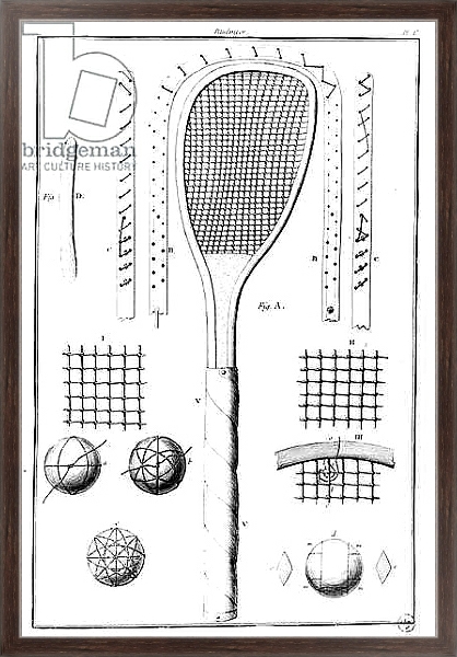 Постер Tennis racket and balls, 1751 с типом исполнения На холсте в раме в багетной раме 221-02.QA