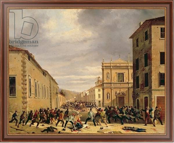 Постер The Battle of 21st March 1849 in the Piazzetta Santa Barnaba in Brescia с типом исполнения На холсте в раме в багетной раме 35-M719P-83