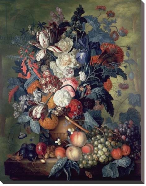 Постер A Vase of Flowers with Fruit с типом исполнения На холсте без рамы
