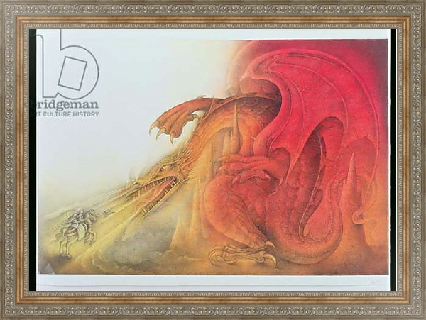 Постер Red Dragon with St. George and Virgin on Horse с типом исполнения На холсте в раме в багетной раме 484.M48.310