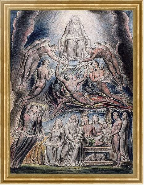 Постер Illustrations of the Book of Job, pl.3: Satan before the throne of God, after William Blake с типом исполнения На холсте в раме в багетной раме NA033.1.051