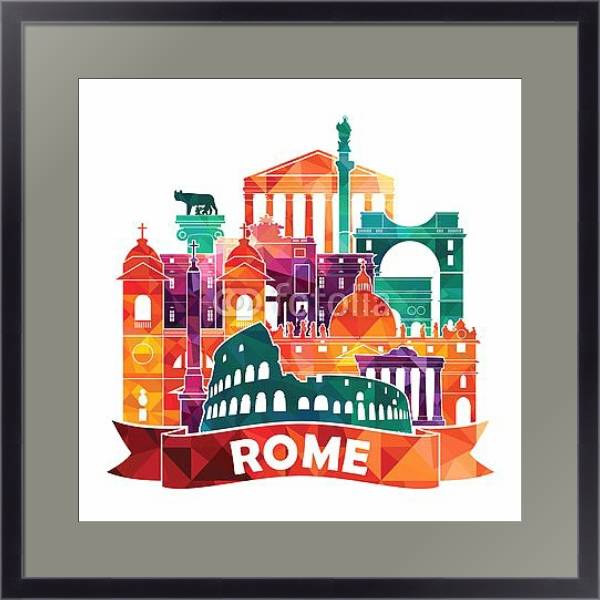 Постер Рим, коллаж с типом исполнения Под стеклом в багетной раме 221-01