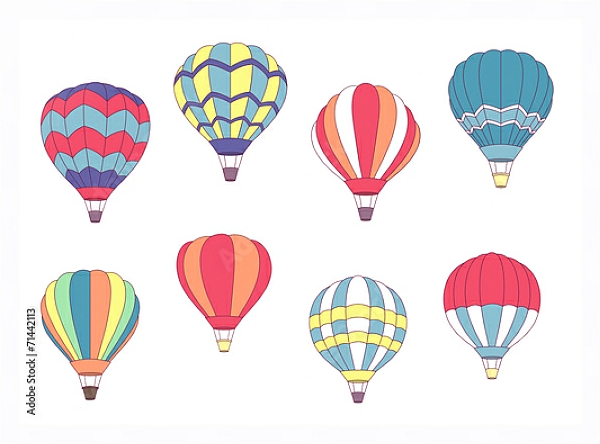 Постер Набор цветных воздушных шаров с типом исполнения На холсте в раме в багетной раме 221-03