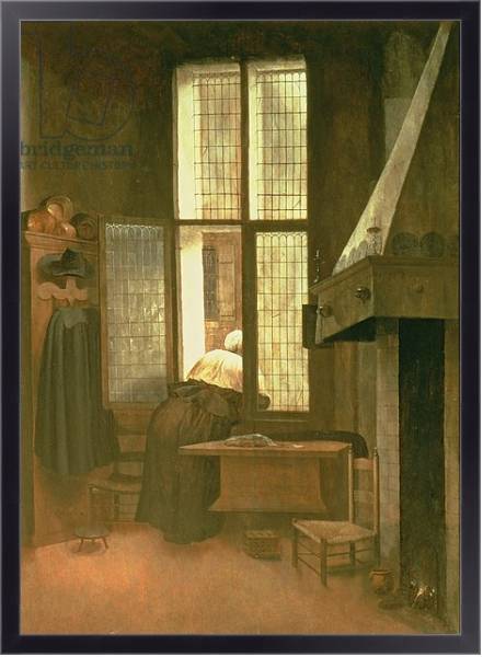 Постер Woman at a Window, 1654 с типом исполнения На холсте в раме в багетной раме 221-01
