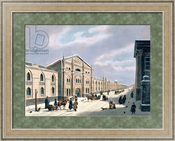 Постер The Synodal Printing house at Nikolyskaya street on Moscow, 1840s 1 с типом исполнения Акварель в раме в багетной раме 485.M40.584