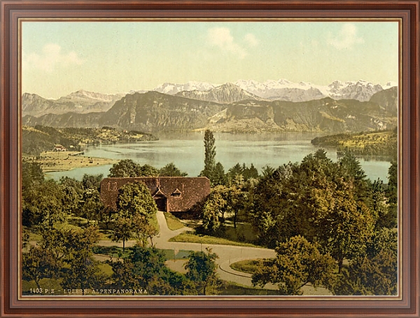 Постер Швейцария. Люцерн, панорама Альп с типом исполнения На холсте в раме в багетной раме 35-M719P-83