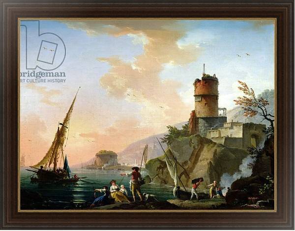 Постер View of a Mediterranean port с типом исполнения На холсте в раме в багетной раме 1.023.151