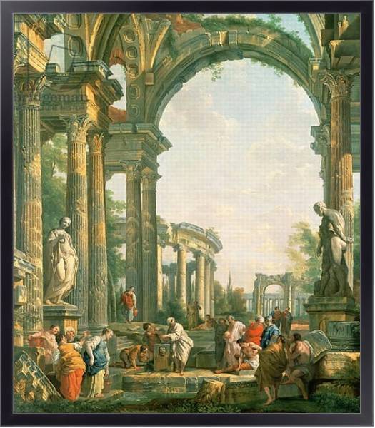Постер Classical ruins, 18th century с типом исполнения На холсте в раме в багетной раме 221-01