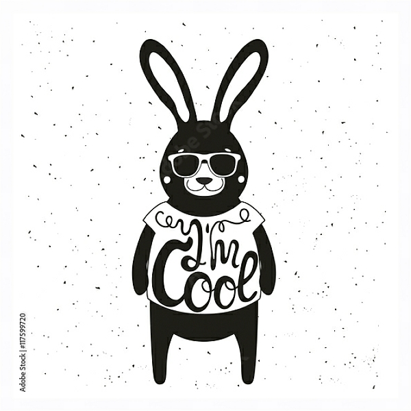Постер Стильный кролик в солнцезащитных очках с типом исполнения На холсте в раме в багетной раме 221-03