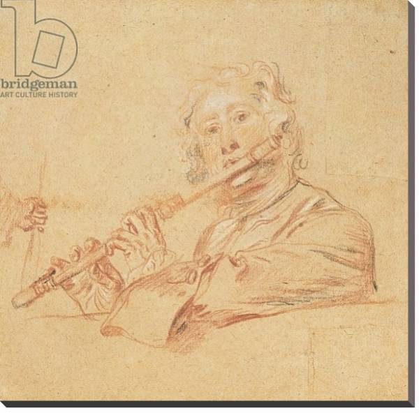 Постер Man Playing a Flute, c.1710 с типом исполнения На холсте без рамы