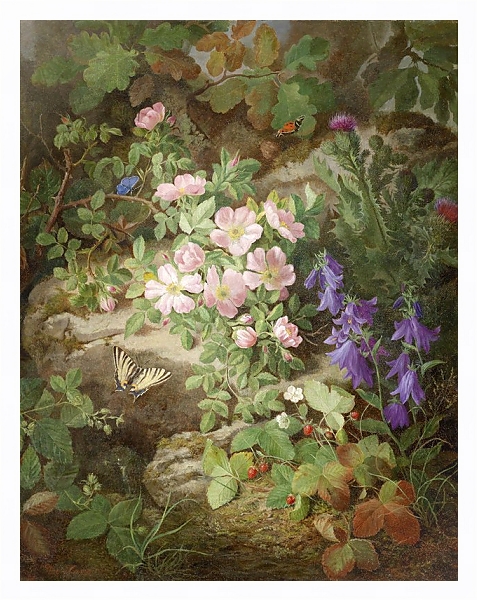 Постер Großes Stillleben mit Alpenblumen с типом исполнения На холсте в раме в багетной раме 221-03