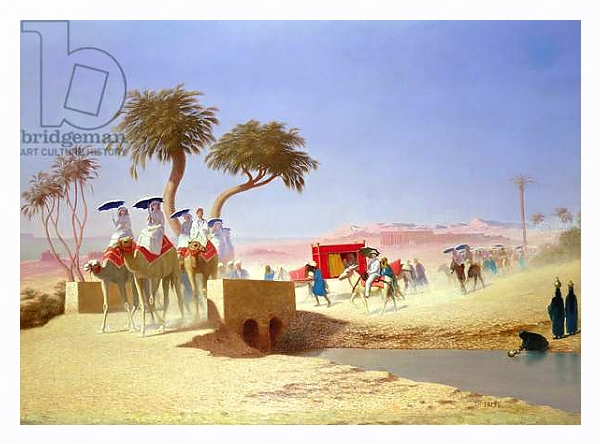 Постер The Empress Eugenie visiting the Pyramids с типом исполнения На холсте в раме в багетной раме 221-03