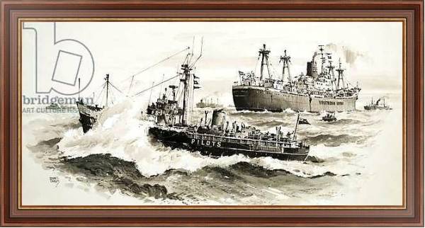 Постер Unidentified ship and pilits boat с типом исполнения На холсте в раме в багетной раме 35-M719P-83