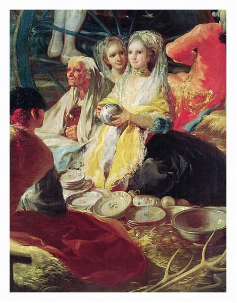 Постер Ladies buying pottery at a stall in Madrid, 1779 с типом исполнения На холсте в раме в багетной раме 221-03