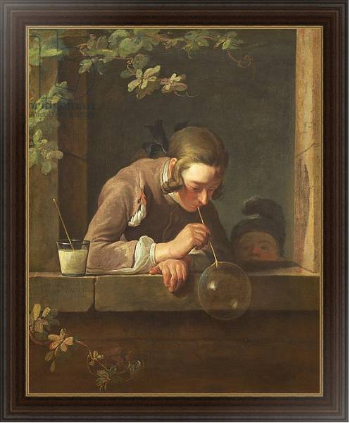 Постер Soap Bubbles, c. 1733- 34 с типом исполнения На холсте в раме в багетной раме 1.023.151