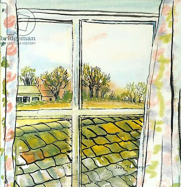 Постер Through the Cottage Window Suffolk, 2010, с типом исполнения На холсте без рамы