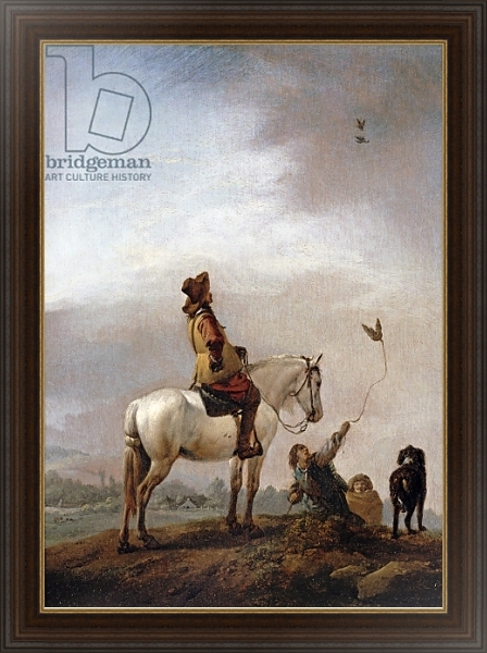 Постер Gentleman on a Horse Watching a Falconer с типом исполнения На холсте в раме в багетной раме 1.023.151
