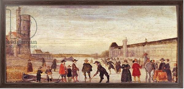 Постер Skaters on the Seine in 1608 с типом исполнения На холсте в раме в багетной раме 221-02