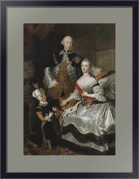 Постер Peter III and Catherine II of Russia with a page c.1756 с типом исполнения Под стеклом в багетной раме 221-01