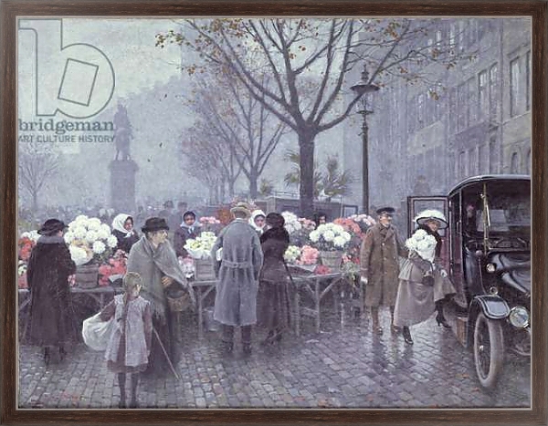 Постер A Flower Market, Hojbroplads, Copenhagen с типом исполнения На холсте в раме в багетной раме 221-02