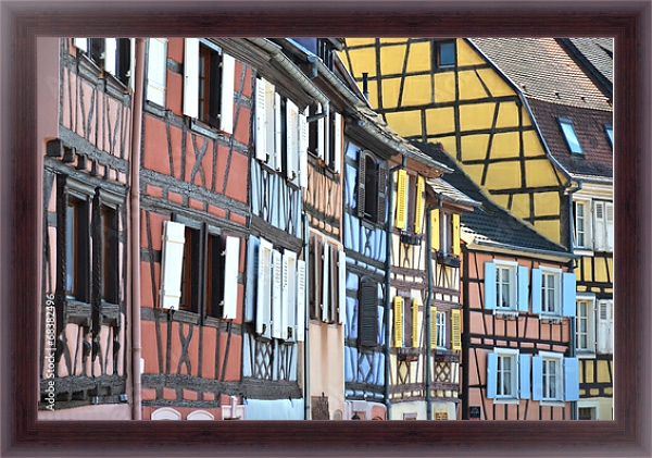 Постер Франция. Традиционные Французские домики в Кольмаре с типом исполнения На холсте в раме в багетной раме 35-M719P-83
