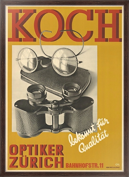 Постер Koch, Optiker Zürich, bekannt für Qualität с типом исполнения На холсте в раме в багетной раме 221-02