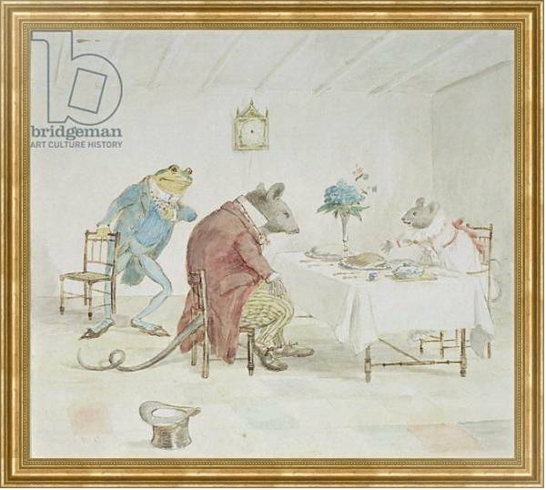 Постер 'Pray, Miss Mouse, will you give us some beer', illustration from 'A Frog He Would A-Wooing Go' с типом исполнения На холсте в раме в багетной раме NA033.1.051