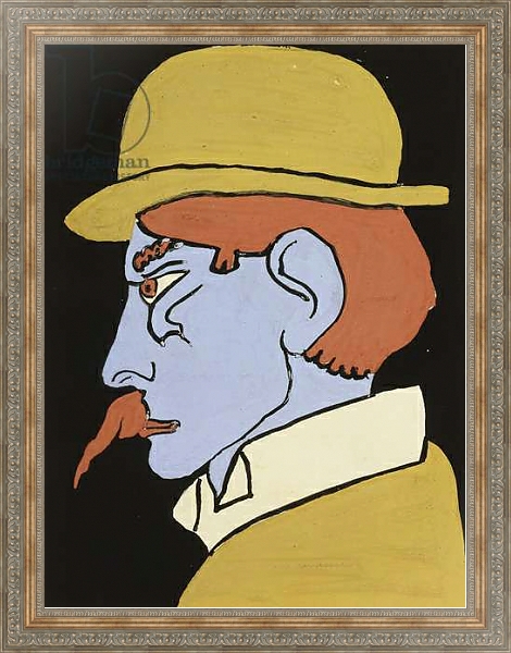 Постер Man with Moustache, Profile, c.1911-12 с типом исполнения На холсте в раме в багетной раме 484.M48.310