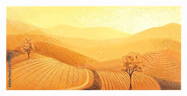 Постер Оранжевый горизонт с типом исполнения На холсте в раме в багетной раме 221-03