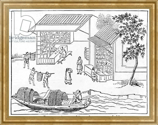 Постер Porcelain shops and boats for transport of china, from a series of illustrations on the manufacture of china с типом исполнения На холсте в раме в багетной раме NA033.1.051