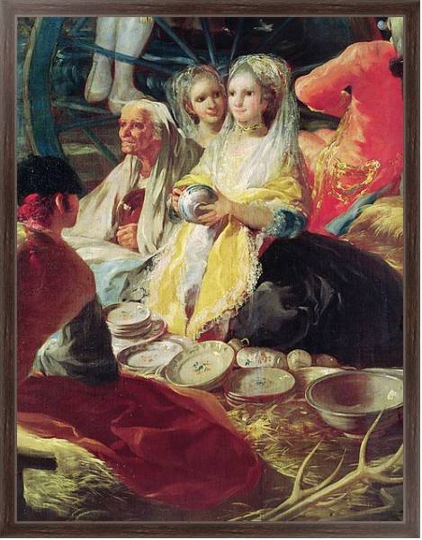 Постер Ladies buying pottery at a stall in Madrid, 1779 с типом исполнения На холсте в раме в багетной раме 221-02
