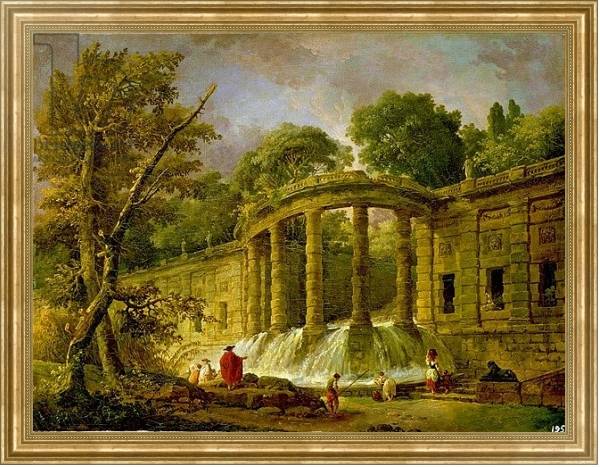 Постер Pavilion with Cascade, 1760 с типом исполнения На холсте в раме в багетной раме NA033.1.051