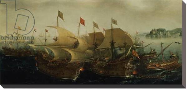 Постер A Sea Action, possibly the Battle of Cadiz, 1596 с типом исполнения На холсте без рамы