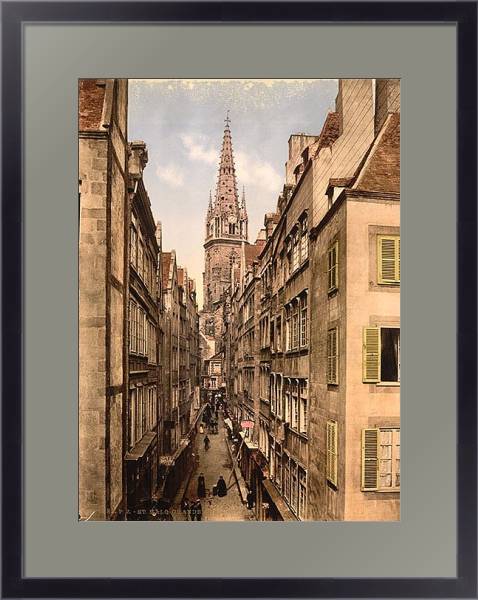 Постер Франция. Сен-Мало, главная улица с типом исполнения Под стеклом в багетной раме 221-01
