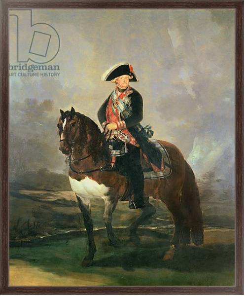 Постер Equestrian portrait of King Carlos IV, 1800-1801 с типом исполнения На холсте в раме в багетной раме 221-02
