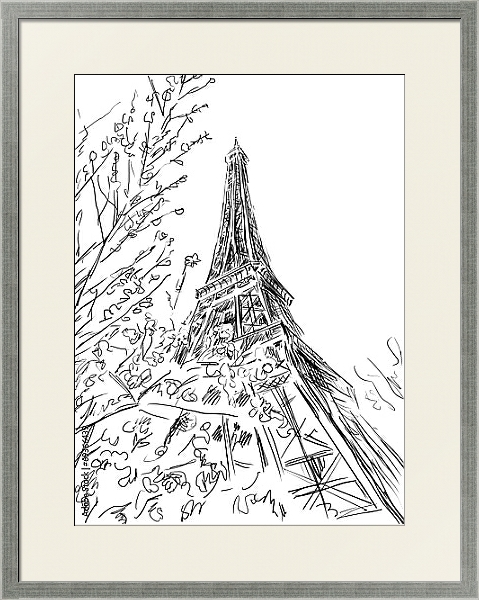 Постер Париж в Ч/Б рисунках #21 с типом исполнения Под стеклом в багетной раме 1727.2510