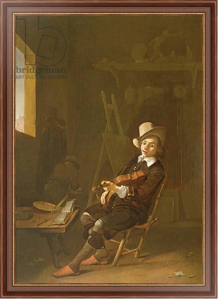 Постер Self Portrait of the Artist Playing a Violin с типом исполнения На холсте в раме в багетной раме 35-M719P-83